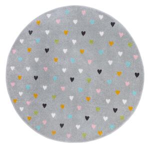 Сив детски килим ø 140 cm Little Hearts - Hanse Home