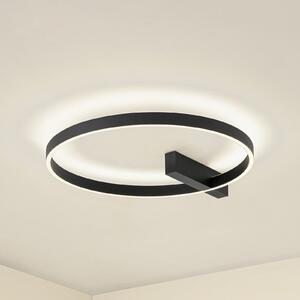 Lucande LED плафон Isalin, 60 cm, черен, CCT, с регулиране на яркостта, Затъмняване, Черен, Дневна/трапезария, Алуминий, Модерен
