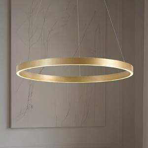 Lucande LED висяща лампа Yonam, Ø 80 cm, 1-фар, златна, CCT, Затъмняване, Злато / месинг, Дневна/трапезария, Метал, Модерен