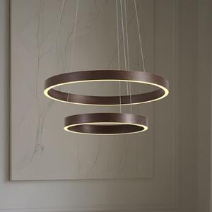 Lucande LED висяща лампа Yonam, Ø 60 cm, 2-крилна, кафява, CCT, Затъмняване, Кафяв / ръждив, Дневна/трапезария, Метал, Модерен