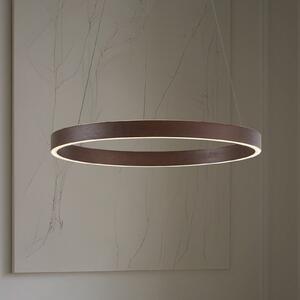 Lucande LED висяща лампа Yonam, Ø 60 cm, 1-лампова, кафява, CCT, Затъмняване, Кафяв / ръждив, Дневна/трапезария, Метал, Модерен