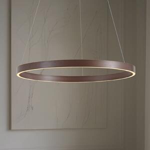 Lucande LED висяща лампа Yonam, Ø 80 cm, 1-лампова, кафява, CCT, Затъмняване, Кафяв / ръждив, Дневна/трапезария, Метал, Модерен