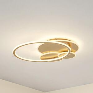 Lucande LED плафон Circulo, златен, 60 cm CCT, с регулиране на яркостта, Затъмняване, Злато / месинг, Дневна/трапезария, Метал, Модерен