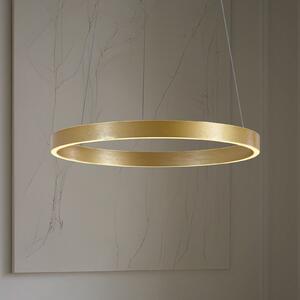 Lucande LED висяща лампа Yonam, Ø 60 cm, 1-flg., златна, CCT, Затъмняване, Злато / месинг, Дневна/трапезария, Метал, Модерен