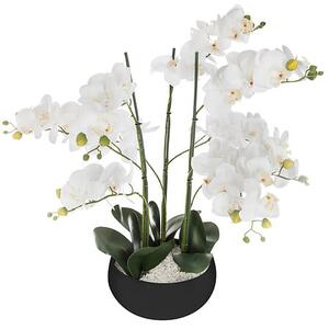 Изкуствено цвете atmosphera Sanae Orchid, 65 cm - Изкуствена орхидея atmosphera, Черна керамична саксия, 65 cm