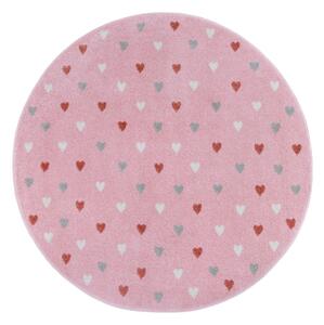 Розов детски килим ø 140 cm Little Hearts - Hanse Home