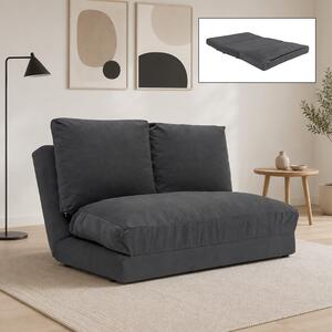 Тапициран двоен диван Taida TopMebel с функция за сън в сив цвят 120x80x70cm