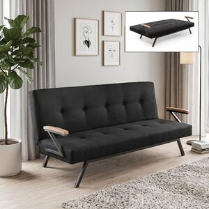 Тапициран троен диван Zven TopMebel с функция за сън в черен цвят 180x64x78cm