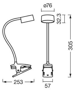 Osram - LED димируема настолна лампа с щипка OFFICE LINE LED/4,8W/230V черна