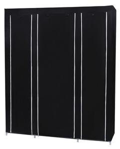 Платнен гардероб за съхранение с рафтове и лост за дрехи MATIS 150x175x45 cm черен