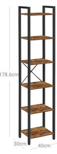 Стелаж NAVARO 40x179x30 см кафяв/черен