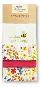 Комплект от 3 памучни чаени кърпи Be Happy Bee Happy - Cooksmart ®