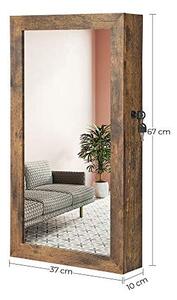 Шкаф за бижута, Songmics, Кафяв, 67.3x9.7x37.2 см