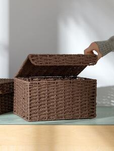 Sinsay - Плетена кошница за съхранение с капак - тъмнокафяво