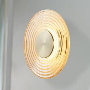 Searchlight LED стенна лампа Cleo, цвят кехлибар/месинг, Ø 30 cm, стъкло, Затъмняване, Бежов, Дневна/трапезария, Стъкло, Модерен