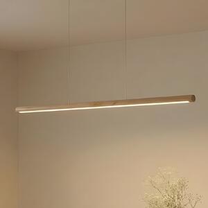 Lucande LED висящо осветление Maruta, дърво, лъч, 120 cm, 3000K, Дърво, Дневна/трапезария, Дървесина, Модерен