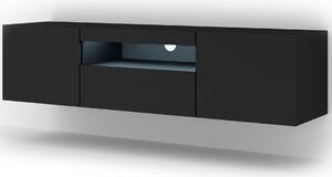 ТВ шкаф AURA 150 стоящ/окачен, черен мат, LED