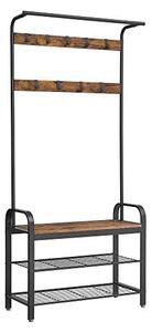 Закачалка с пейка за съхранение, Vasagle, 33.7 x 84 x 183 см, Кафяво рустикално