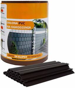 Засенчващо фолио за огради 19cm x 35m 450g/m2 Кафяво + щипки 24pcs