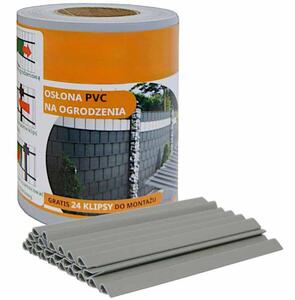 Засенчващо фолио за огради 19cm x 35m 450g/m2 Светло сиво + щипки 24pcs