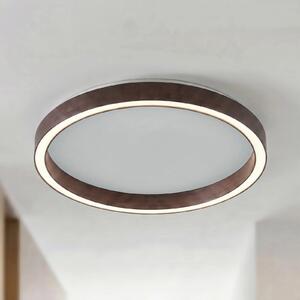 Lucande LED таванна лампа Rotundo, Ø 40 см, кафява, с регулиране на яркостта, Затъмняване, Кафяв / ръждив, Дневна/трапезария, Пластмаса, Модерен