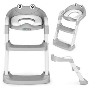 Детска тоалетна седалка ECOTOYS сива със стъпала и стълба
