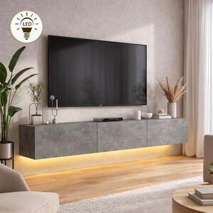 Damla TopMebel меламинов стенен ТВ шкаф с LED осветление в цвят бетонно сиво 180x29.5x29.5cm