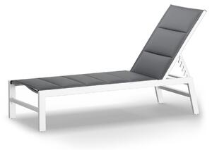 Blumfeldt Renazzo Lounge, шезлонг, 70/30 PVC / PE, алуминий 6-стъпки, бяло/сив