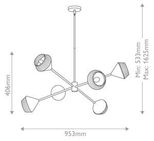 Alora Mood ALM-DAPHNE6-MB - Полилей на тръба DAPHNE 6xE14/40W/230V
