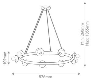 Kichler KL-PALTA9-CPZ - Полилей на кабел PALTA 9xE14/40W/230V златен