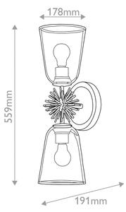 Quoizel STARING-2WB-DG-CLEAR - Медно настенно осветително тяло STARING 2xE27/40W/230V