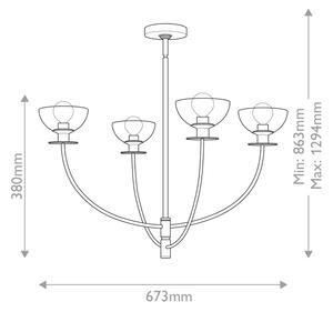 Alora Mood ALM-SYLVIA4-BK-CL - Полилей на метална тръба SYLVIA 4xE14/40W/230V черен
