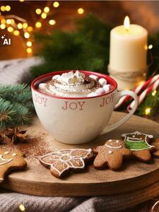 Sinsay - Керамична коледна чаша с надпис „Joy“ - червeн