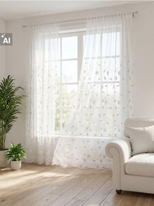 Sinsay - Комплект пердета с лента с бродирани водни лилии 2 pack - бял