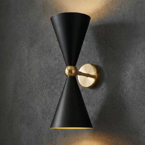 Maytoni Стенен осветител Vesper 2 светлини черно/златно, Затъмняване, Черен, Дневна/трапезария, Метал, Модерен