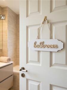 Sinsay - Висяща декорация за врата с надпис Bathroom - бял