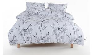 Бяло/сиво единично спално бельо от памук Renforcé 140x200 cm White Floral – Mila Home Luxury
