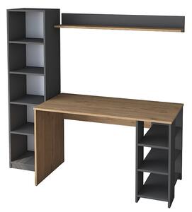 Бюро с библиотека и етажерка Goldie антрацит - натурален 160x45x161.8см