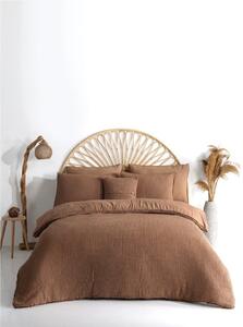 Кафяво единично спално бельо от памук Renforcé 140x200 cm Waffle Striped – Mila Home Luxury