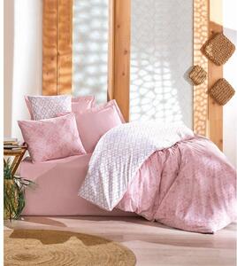 Бяло/розово единично спално бельо от памук Renforcé 140x200 cm Soft Geometry – Mila Home Luxury