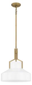 Quoizel QZ-BRECKEN-2P-AB-OPAL - Полилей на тръба BRECKEN 2xE27/60W/230V златист/бял