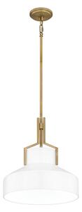 Quoizel QZ-BRECKEN-2P-AB-OPAL - Полилей на тръба BRECKEN 2xE27/60W/230V златист/бял