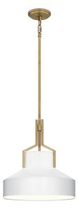 Quoizel QZ-BRECKEN-2P-AB-OPAL - Полилей на тръба BRECKEN 2xE27/60W/230V златист/бял