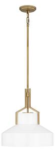 Quoizel QZ-BRECKEN-2P-AB-OPAL - Полилей на тръба BRECKEN 2xE27/60W/230V златист/бял