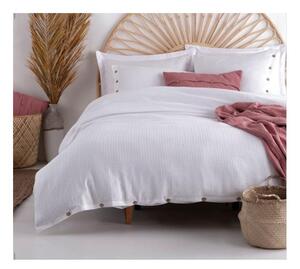 Бяло единично спално бельо от памук Renforcé 140x200 cm Como Striped – Mila Home Luxury
