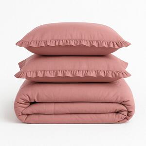 Розово двойно удължено спално бельо от памук Renforcé 240x220 cm Ruffle Striped – Mila Home Luxury