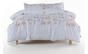 Бяло двойно удължено спално бельо от памучен сатен 240x220 cm Ivory Garden Floral – Mila Home Luxury