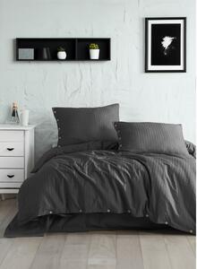 Тъмносиво единично спално бельо от памук Renforcé 140x200 cm Como Striped – Mila Home Luxury
