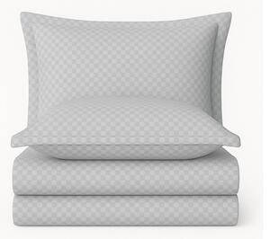 Сиво единично спално бельо от памук Renforcé 140x200 cm Checkered – Mila Home Luxury