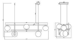 Ondaluce - Полилей на кабел JEWEL 6xE14/10W/230V черен/опушен